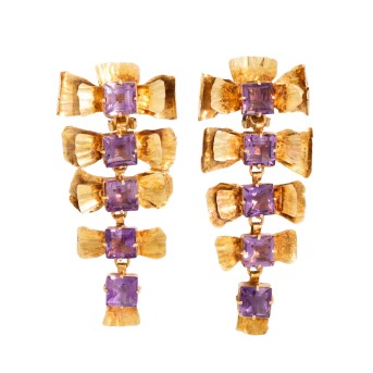 DIX OTTO JAN DIX Paar Ohrclip mit 10 Amethysten,