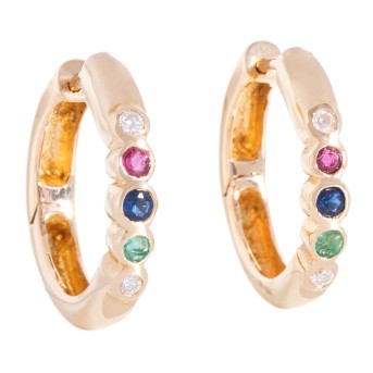 Paar Klappcreolen mit 4 Brillanten,