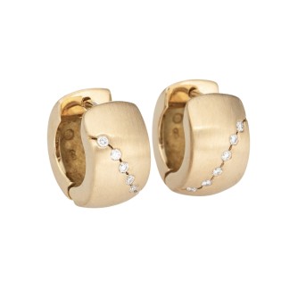 Pair of hoop earrings with 12 brilliant-cut diamonds totaling 0.12 ct (eng.),
