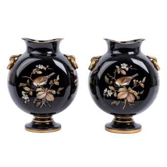 GRÄFLICHE HARRACH'SCHE GLASFABRIK, Paar Vasen, 2. Hälfte 19. Jh.