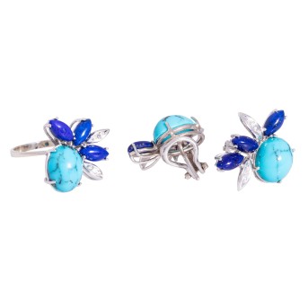 Schmuckset mit Türkis, Lapislazuli und Diamant
