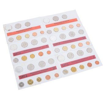 BRD - Kursmünzensätze (KMS) von 1971 D, F, 1972 D, J, 1973 D, J. 6 Stück.