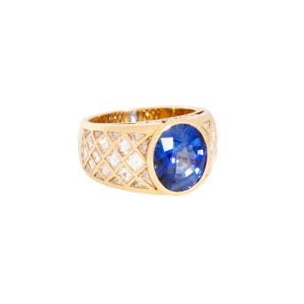 PAULY ring with sapphire and diamonds, 