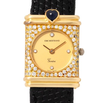 ERIC BERTRAND Genève ladies' watch with heart-shaped sapphire cabochon and brilliant-cut diamond case. 