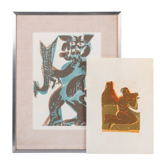 GRIESHABER, HAP (Helmut Andreas Paul, 1909-1981), 2 Farbholzschnitte,
