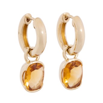 Paar Creolen und Einhänger mit 2 Citrinen,