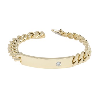 Armored bracelet with engraving plate and brilliant-cut diamond,