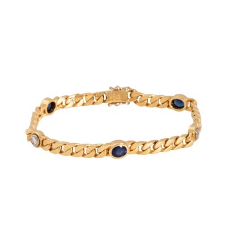 Bracelet with 3 sapphires and 2 brilliant-cut diamonds totaling approx. 0.35 ct, 