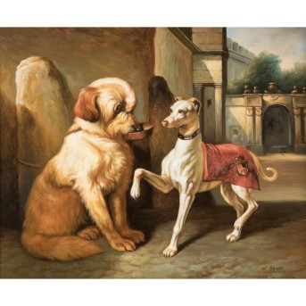 BOND, W. (XX) 'Hunde in einem Schlosshof'