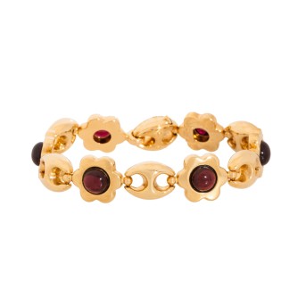 Armband mit 6 Granatcabochons,