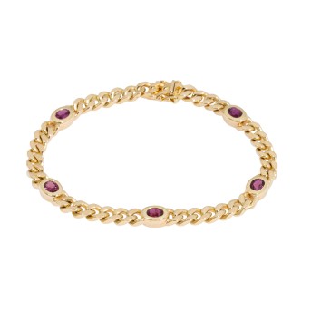 Panzerarmband mit 5 eingefassten Rubinen,