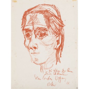 KOKOSCHKA, OSKAR (1886-1980), 'Selbstportrait mit Widmung an Wolfgang Gurlitt',