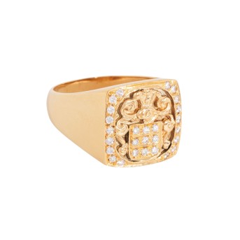 Wappenring mit 27 Brillanten,