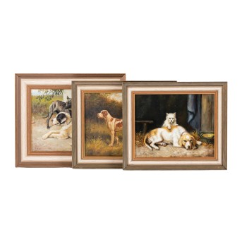 TIERMALER DES XX. JAHRHUNDERTS 'Drei Gemälde mit verschiedenen Hunderassen'