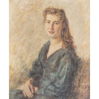 HAGEMANN, OSKAR H. (1888-1985) 'Damenportrait mit gefalteten Händen in ihrem Schoß' 1955