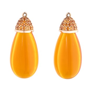 Paar Anhänger für Ohrringe mit 2 Feueropalbrioletten