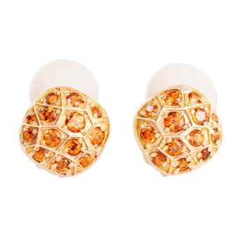 Pair of clip earrings with 26 mandarin garnets 