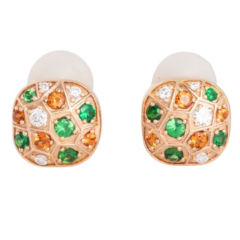 Pair of clip earrings with mandarin garnets 