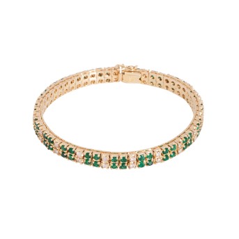 Armband mit Smaragden und Brillanten von zus. ca. 1,3 ct,