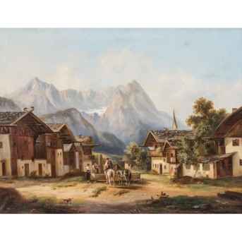 MONOGRAMMIST DES XIX 'Blick auf Garmisch-Partenkirchen'