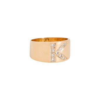 Ring with initial 'K', set with 9 brilliant-cut diamonds,