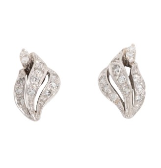 Paar Ohrclips mit 24 Achtkantdiamanten,