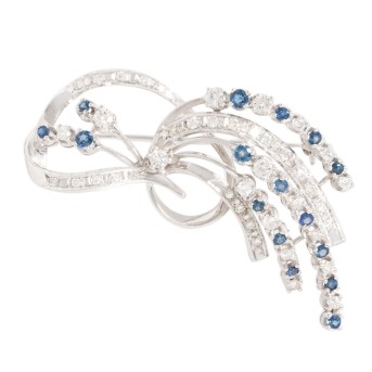 Schleifenbrosche mit 16 Saphiren,