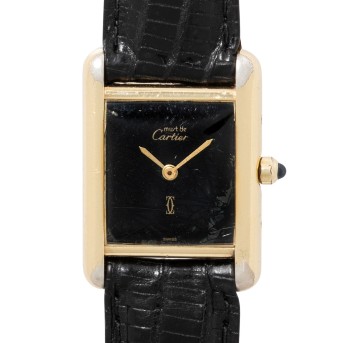 CARTIER Tank Vermeil 'Black Spider Dial' Ref 366001 ladies' watch.
