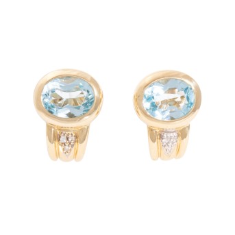 Pair of stud earrings with 2 blue topazes,