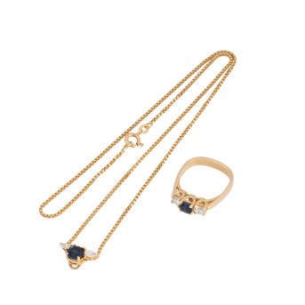 Schmuckkonvolut mit Saphiren und Diamanten