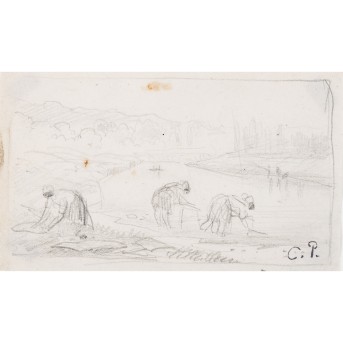 PISSARRO, Camille, ATTRIBUIERT (1830-1903), 'Drei Wäscherinnen am Fluss',