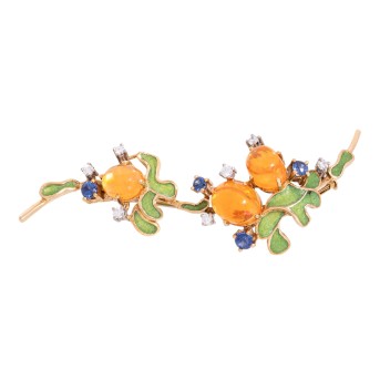 Brosche mit Feueropalen