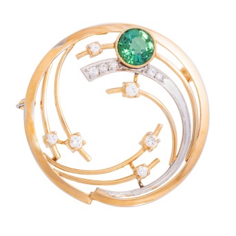 Brosche mit Turmalin und Diamanten