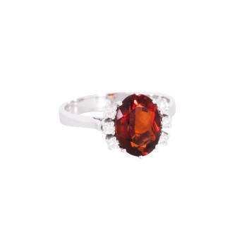 Ring with citrine and 6 brilliant-cut diamonds totaling 0.18 ct (eng.),