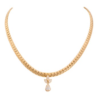 Collier mit Diamant- Tropfen ca. 1,0 ct,