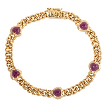 Panzerarmband mit 5 eingefaßten Rubinen,
