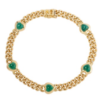 Armored bracelet with 5 set emeralds,