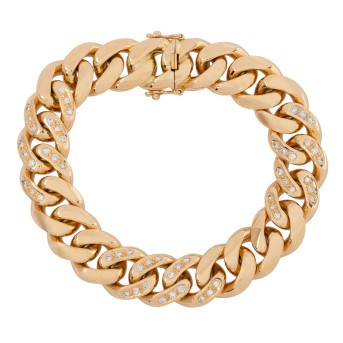 Armored bracelet with 3 x 3 diamond-set links,