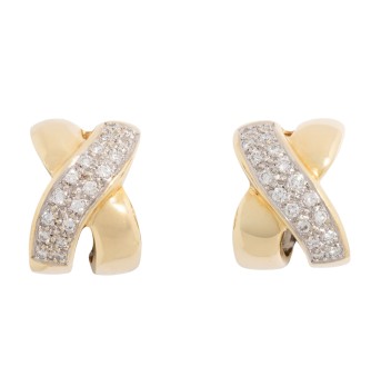 Paar Ohrsteckclips mit 2 x 18 Brillanten,