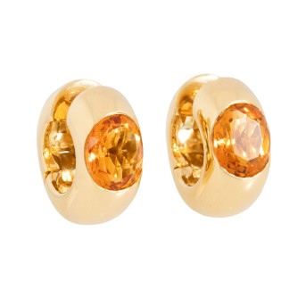 WEMPE WEMPE Paar Klappcreolen mit 2 oval facettierten Citrinen,