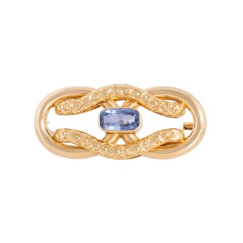 Brosche mit Saphir,