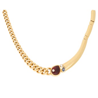 MANFREDI Collier mit Saphir, Citrin und 2 Brillanten