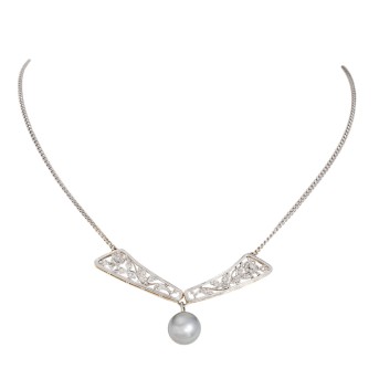 Collier, mit Diamanten und Tahiti-Perle,