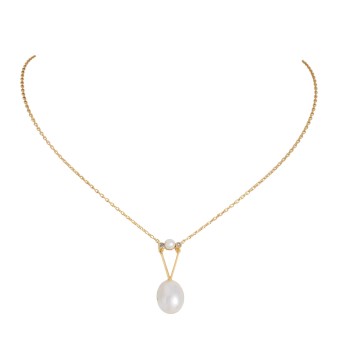 Collier, mit 2 Diamantrosen