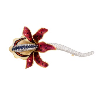 Brosche 'Blütenzweig', mit ca. 193 Brillanten