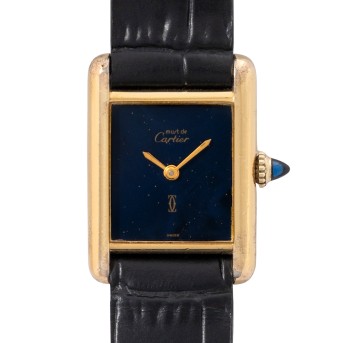 CARTIER CARTIER Vintage Tank Vermeil PM 'Lapis' Damenuhr. Full Set 1977.