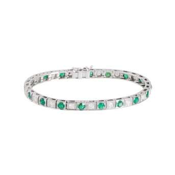 Armband mit Smaragden und Brillanten zus. ca. 1,8 ct,