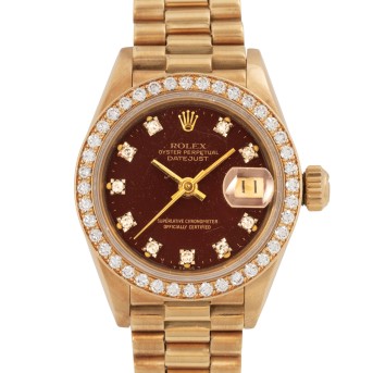 ROLEX Lady Datejust 26 rare 'Oxblood Stella' Factory Daimonds Ref. 69178 ladies' watch. 