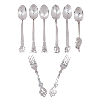 ÄGYPTEN/ KAIRO u. ASSIUT div. Besteckteile, 8tlg, 800/900 Silber, 1985,