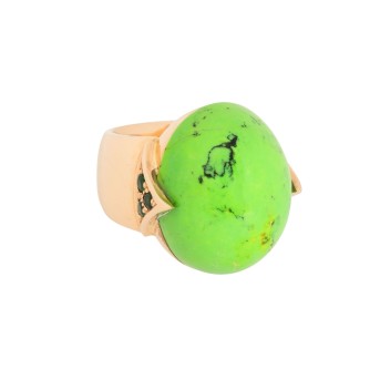 Ring with oval reconst. Turquoise cabochon, 